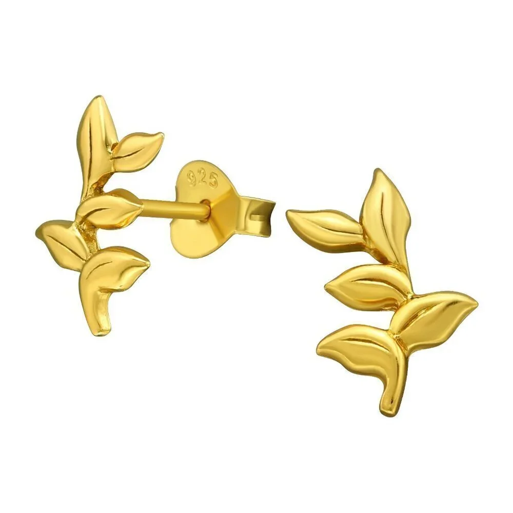 14k Gold Vermeil Leaf Studs